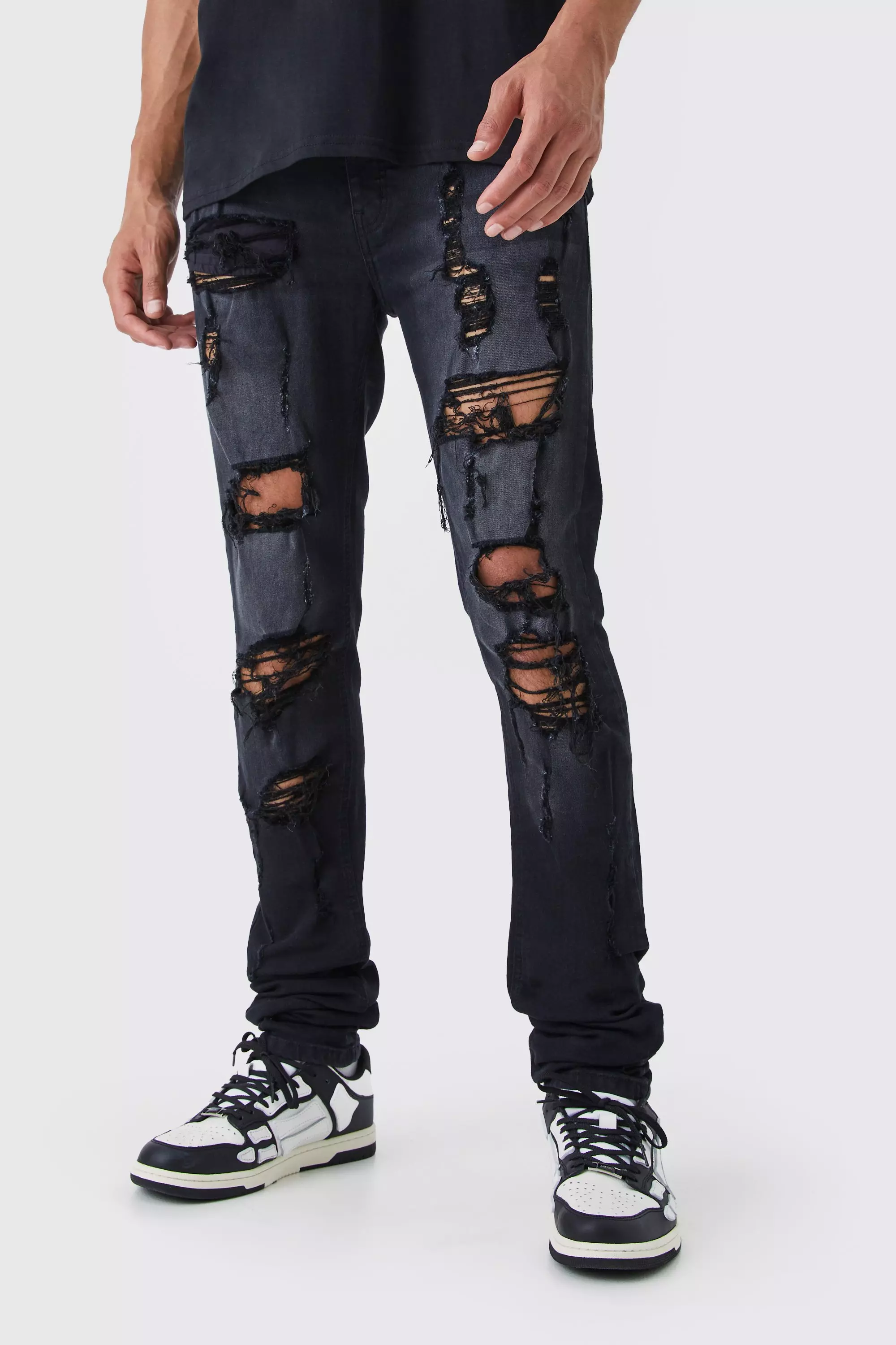 Black pants store with rips